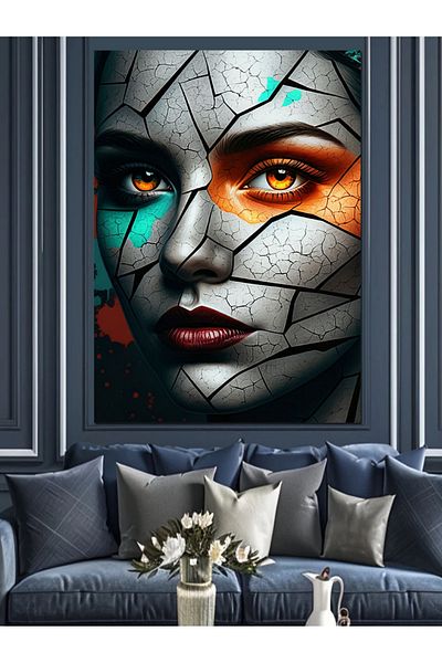Tablomega Mosaic Style Face Decorative Canvas - Mdf Wooden Painting
