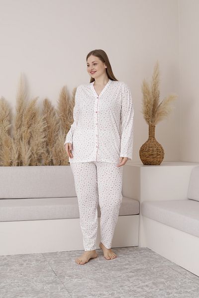 CALİA Women's Front Buttoned Oversize Seasonal Pajama Set Large Size