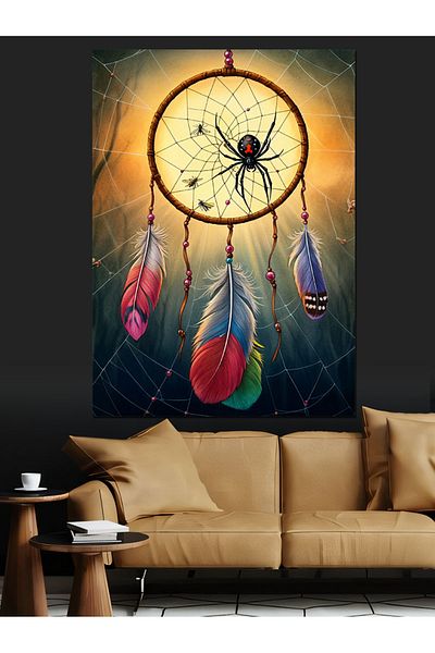 Tablomega Colorful Dreamcatcher Decorative Canvas - Mdf Wood Table
