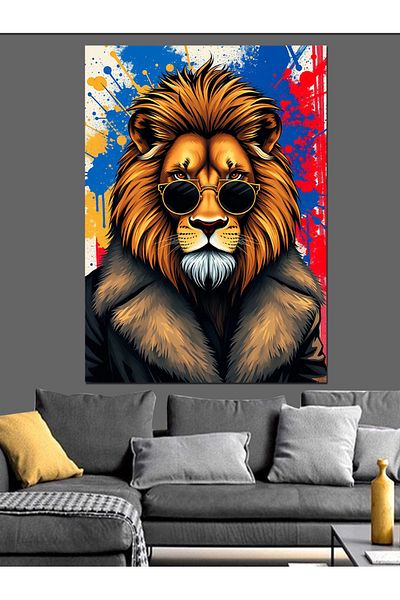 Tablomega Elegance of the Glasses Lion Decorative Canvas - Mdf Wooden Painting