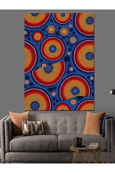 Tablomega Colorful Circle Patterns Decorative Canvas - Mdf Wooden Table