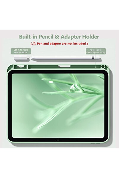 AWH iPad 10th Gen 10.9" Case, Clear Back, Pencil Holder, Slim Fit, Auto Wake/Sleep, Green Cover