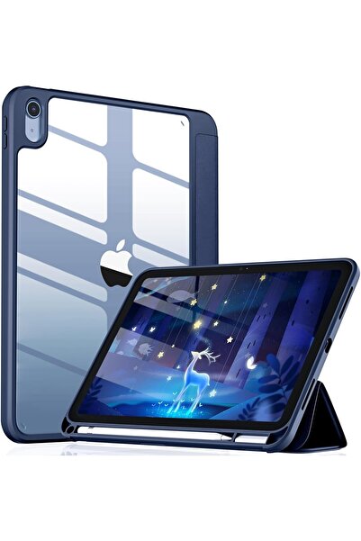 AWH جراب iPad 10th Gen 10.9 بوصة، ظهر شفاف، حامل قلم، تصميم نحيف، خاصية الإيقاظ/السكون التلقائي، لون أزرق داكن