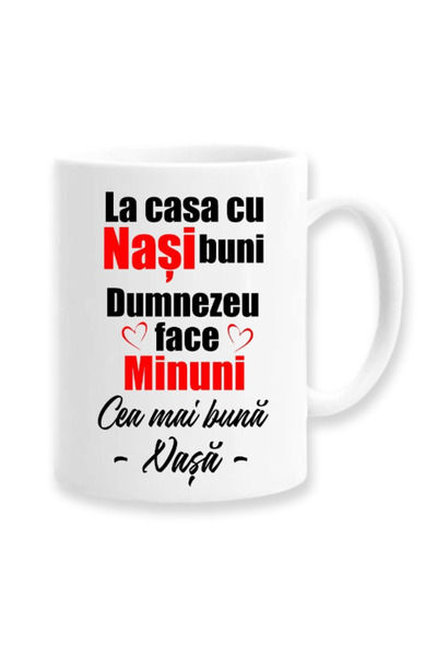 OEM Cana albă personalizată „Acasă cu buni nași, Dumnezeu face minuni”, INOVA...