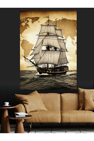Tablomega Sailboat Adventure Decorative Canvas - Mdf Wood Table