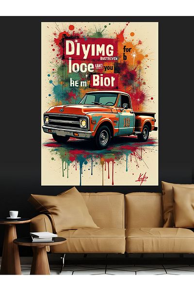 Tablomega Old Model Truck Decorative Canvas - Mdf Wooden Painting