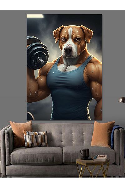 Tablomega Muscular Sport Dog Decorative Canvas - Mdf Wooden Painting