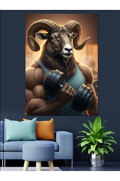 Tablomega Pânză decorativă Weight Lifting Aries Strength - MDF Lemn