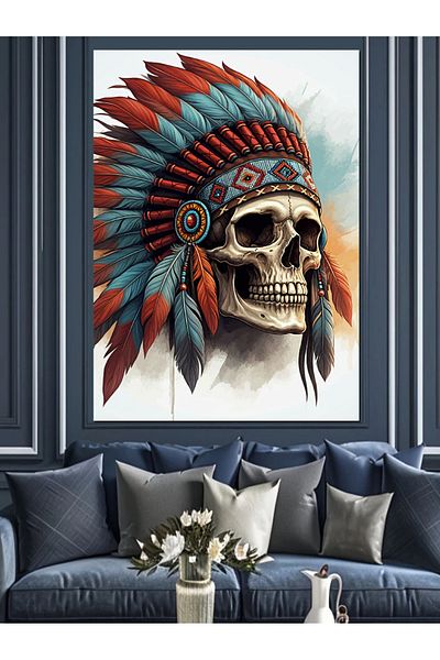 Tablomega Indian Skull Nobility Decorative Canvas - Mdf Wood Art Print