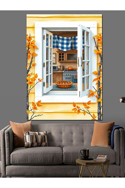 Tablomega Interior Decorative Canvas - Mdf Wood Table by the Window