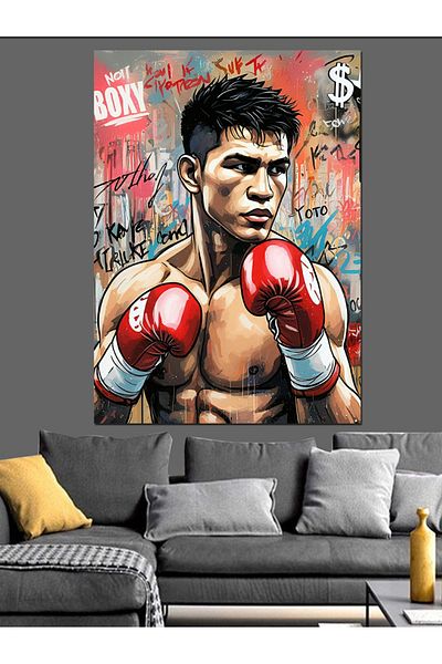 Tablomega Boxer's Perseverance Decorative Canvas - Mdf Wooden Painting