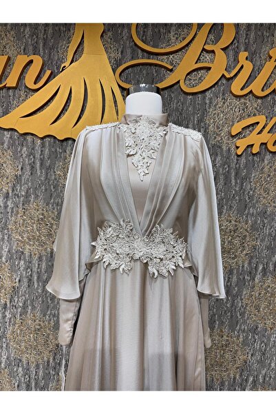 MODA Pelerinli Güpürlü Tesettür Abiye