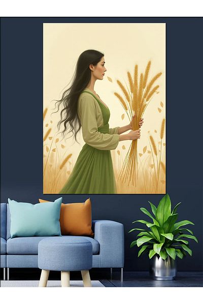 Tablomega Virgo Decorative Canvas - Mdf Wooden Painting