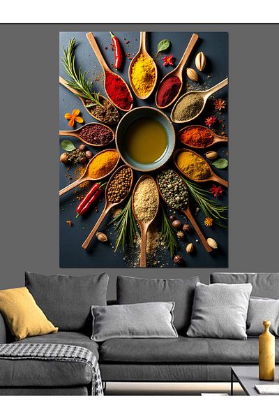 Tablomega Color Cumbush of Spices Decorative Canvas - Mdf Wooden Table