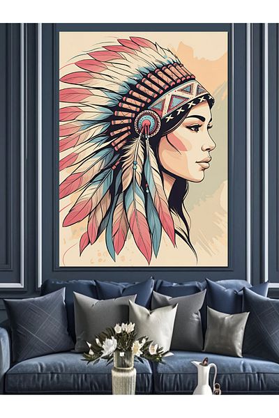 Tablomega Cap Indian Pânză Decorativă - Lemn MDF