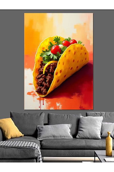 Tablomega Delicious Taco Presentation Decorative Canvas - Mdf Wooden Table