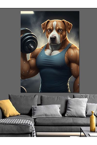 Tablomega Muscular Sport Dog Decorative Canvas - Mdf Wooden Painting