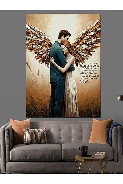 Tablomega Angels Wrapped in Love Decorative Canvas - Mdf Wooden Painting
