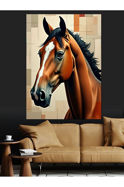 Tablomega Pânză decorativă Portret de cal - Lemn MDF