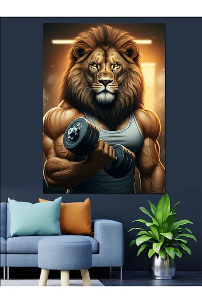 Tablomega Lion Power Decorative Canvas - Mdf Wooden Painting