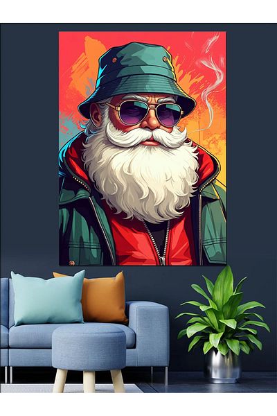 Tablomega Old Man in Red Hat Decorative Canvas - Mdf Wooden Painting