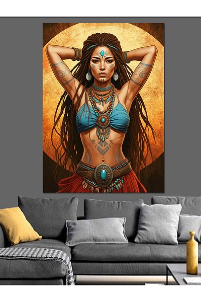 Tablomega Tattooed Woman Figure Decorative Canvas - Mdf Wooden Painting