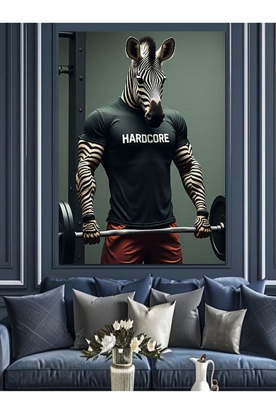 Tablomega Hardcore Zebra Form Decorative Canvas - Mdf Wooden Table