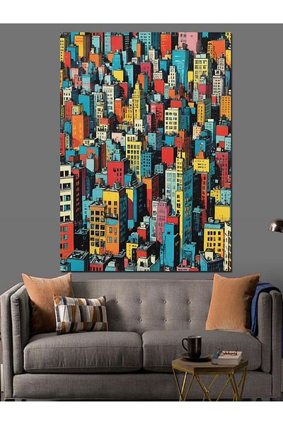 Tablomega Colorful City Streets Decorative Canvas - Mdf Wooden Painting