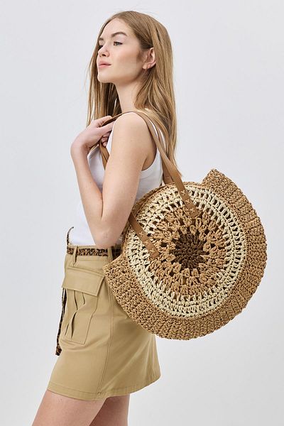C&City Y9207 Camel Straw Shoulder Bag