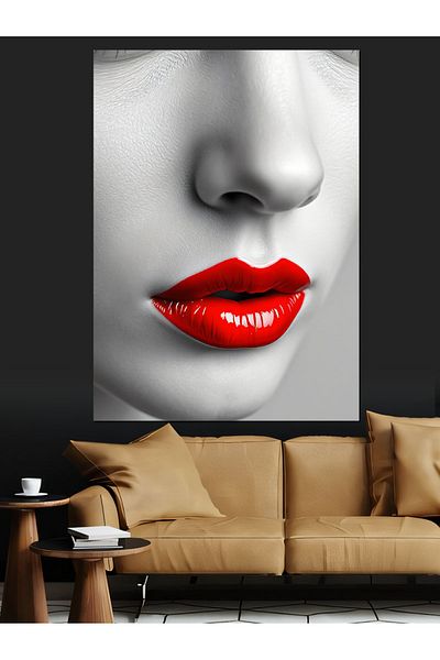 Tablomega Pânză decorativă Red Lips Charm - Lemn MDF