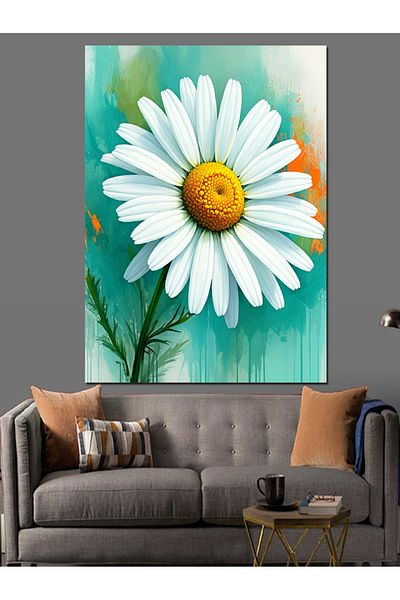 Tablomega Colorful Daisy Decorative Canvas - Mdf Wooden Painting