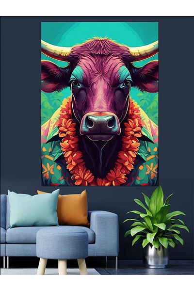 Tablomega Pânză decorativă Floral Bull - Lemn MDF