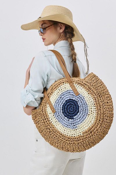 C&City Straw Shoulder Bag Y9207 Mink