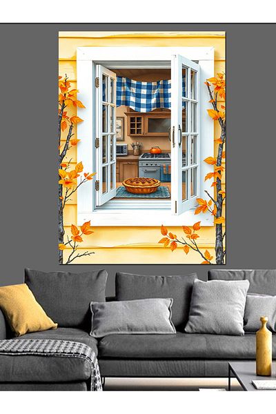 Tablomega Interior Decorative Canvas - Mdf Wood Table by the Window
