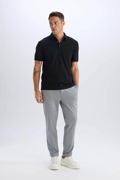DeFacto Slim Fit Slim Fit βαμβακερό κοντομάνικο μαύρο μπλουζάκι πόλο X2594az25sp