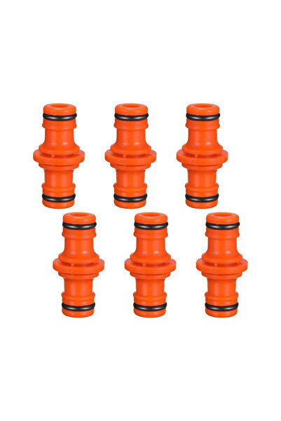 flores Двоен конектор за маркуч, пластмасов, червен, 1/2", 6 бр. / комплект