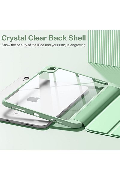AWH حافظة لجهاز iPad الجيل العاشر مقاس 10.9 بوصة، ظهر شفاف، حامل قلم رصاص، تصميم نحيف، خاصية الإيقاظ/السكون التلقائي، غطاء أخضر