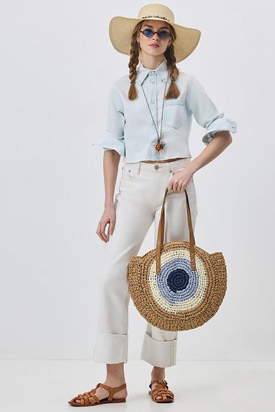 C&City Straw Shoulder Bag Y9207 Mink