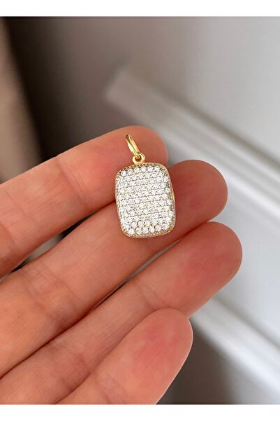 emy by emel luxury silver jewelry Altın Kaplama Kapaklı Taşlı Dikdörtgen Mada...