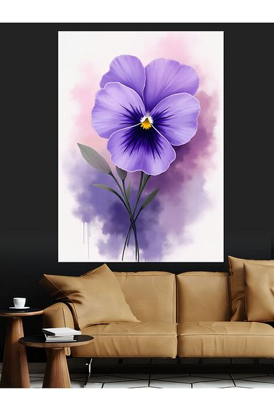 Tablomega Purple Violet Flower Decorative Canvas - Mdf Wooden Painting
