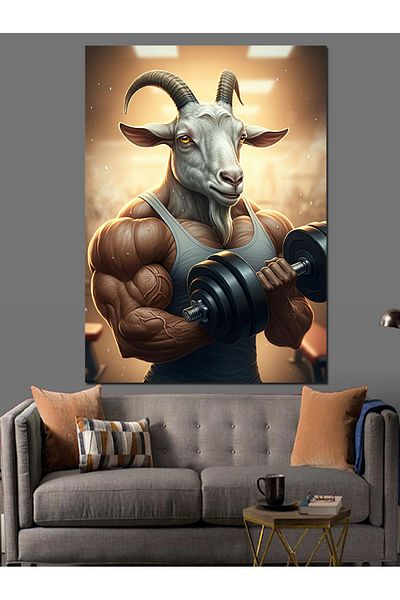 Tablomega Bodybuilding Mountain Goat Decorative Canvas - Mdf Wooden Painting