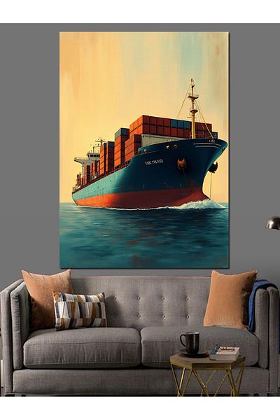 Tablomega Sea Freight Ship Decorative Canvas - Mdf Wooden Painting