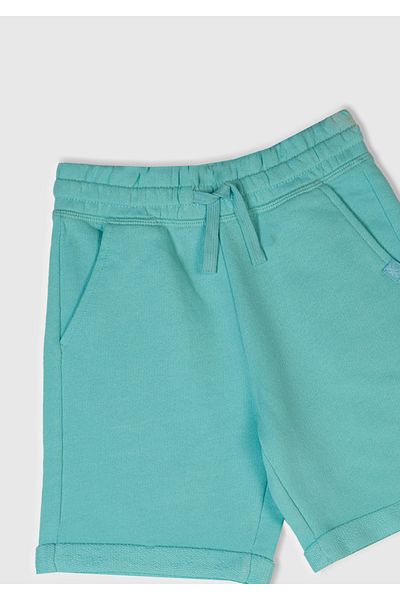 United Colors of Benetton Boy's Aqua Green Logo Sweat Shorts