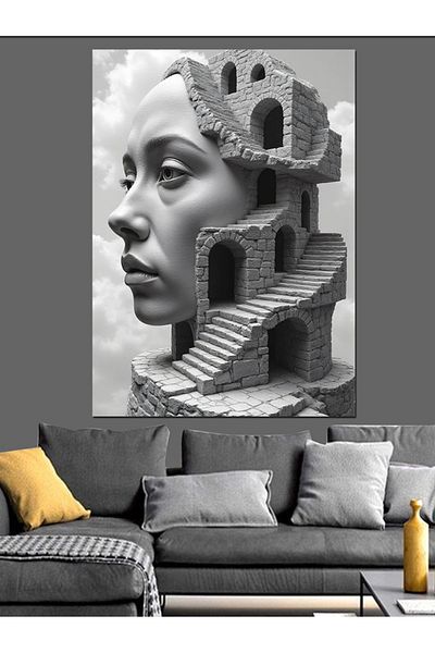 Tablomega Abstract Ladder Face Decorative Canvas - Mdf Wooden Painting