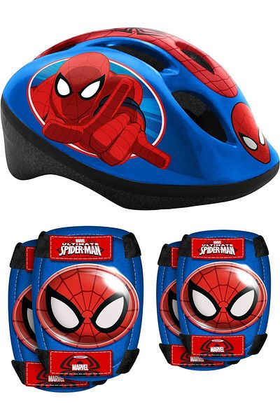 SPIDERMAN Children's protective set, helmet, knee pads and elbow pads, multicolor, 3-6 years, Spiderman