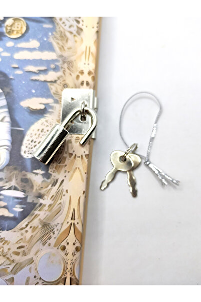 Limmy Caiet de însemnări cu aspect 3D de 80 de coli cu blocare și tema astronaut portocaliu