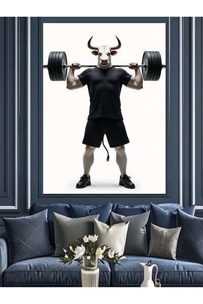 Tablomega Pânză decorativă Muscle Bull Strength - Lemn MDF