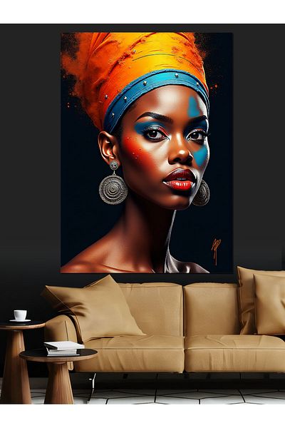 Tablomega African Beauty Queen Decorative Canvas - Mdf Wooden Painting