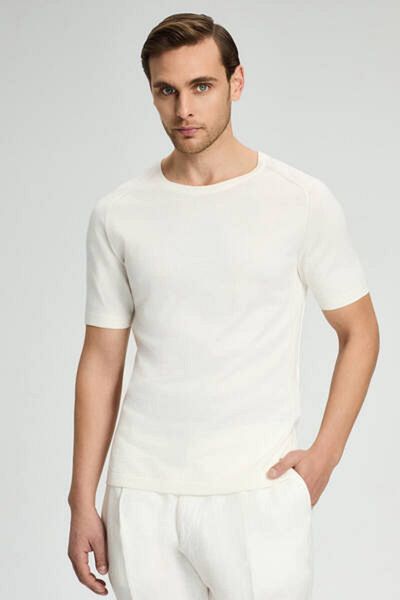 Hemington Crew Neck White Giza Cotton Knitwear T-Shirt