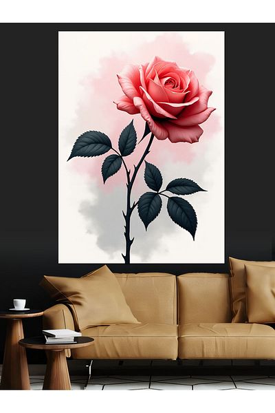 Tablomega Διακοσμητικός καμβάς Elegance of the Red Rose - Ξύλινος πίνακας MDF